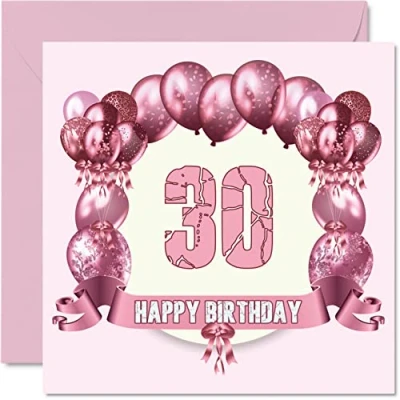 Afbeelding van Leuke 30e verjaardagskaarten voor vrouw verjaardag ballonnen gelukkige verjaardagskaart vader moeder zoon dochter broer zus oom tante neef, 145 mm x wenskaarten,