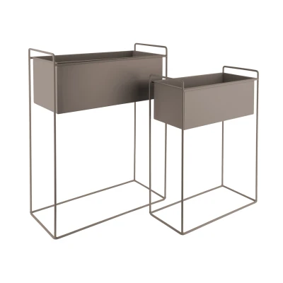 Afbeelding van Present Time Plant Pot Set Essence Straight Donkergrijs