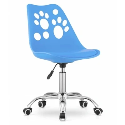 Afbeelding van PRINT Bureaustoel Blauw, Modern Ergonomisch Design, Verstelbare Zithoogte, Chromen Basis, Geschikt voor Kinderkamer, Thuiswerkplek of Kantoor, Max. 110 kg