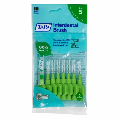Afbeelding van TePe Interdentale borstels 0,8 mm groen 1 verpakking van 8 (8 borstels)