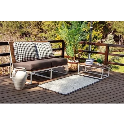 Afbeelding van SURYA Buitenkleed Balkon, Terras, Keuken Modern Scandinavisch Tapijt JODY Ivoor/Grijs 80x150 cm