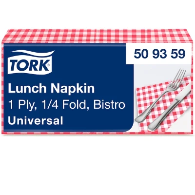 Afbeelding van Lunchservet Tork Bistro 1/4 vouw 1 laags 400st rood 509359
