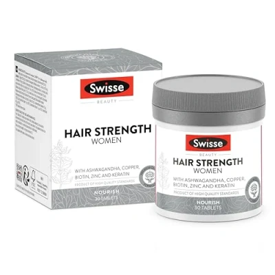 Afbeelding van SWISSE Sterk Haar voor Vrouwen Supplementen met Biotine, Zink, Koper, 30 Tabletten Made in Italy