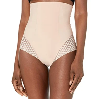 Afbeelding van Simone Pérèle dames High waisted corrigerende slip met kant in de kleur Beige, maat: 38