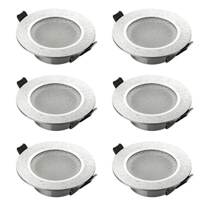 Afbeelding van SEBSON 6x Inbouwspot Badkamer IP44 incl. GU10 Fitting (LED/Halogeen) Boorgat Ø70mm, Zilver Mat Aluminium, Plafondspot Ø90x29mm