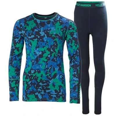 Afbeelding van Helly Hansen Graphic Lifa Junior Merino Baselayer Set (8 Bright Green)