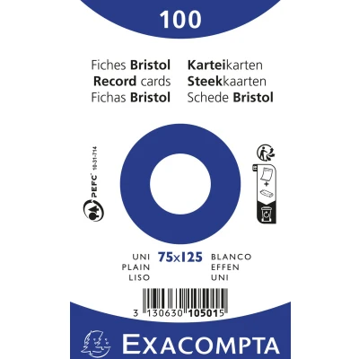 Afbeelding van Steekkaart bristol effen niet geperforeerd 75x125mm Exacompta