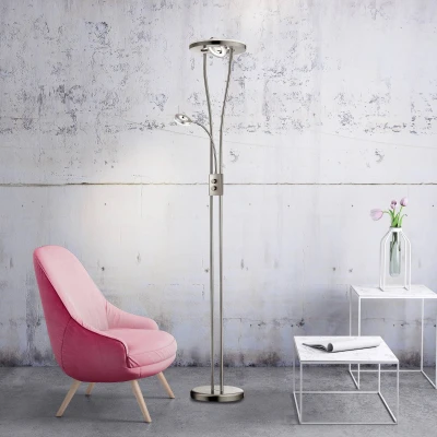 Afbeelding van Leuchten Direct hella Moderne LED Dimbare Vloerlamp Staande Lamp met flexarm Dimmer leeslamp 1 lichts H 1870 mm Staal Woonkamer Slaapkamer