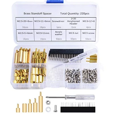 Afbeelding van GeeekPi 220 STKS Raspberry Pi M2.5 Schroeven Messing Spacer Standoffs Hex Column Mannelijke Schroefmoer Assortiment met Opslag Case voor Pi, Acryl Washer Schroevendraaier Verhoogde Plug