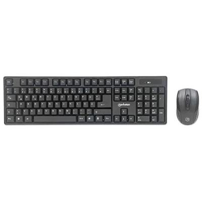 Afbeelding van Manhattan Products draadloze desktopset, muis en draadloos toetsenbord, gamingmuis, muis, USB ontvanger, computer, accessoires, zwart