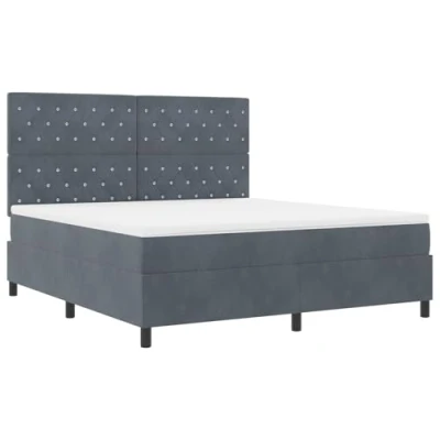 Afbeelding van vidaXL Boxspringbed met Matras &amp; LED Donkergrijs 180x200 cm Fluweel