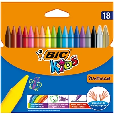 Afbeelding van Bic Waskrijt Plastidecor Gekleurd Junior 18 Stuks