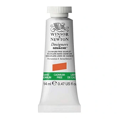 Afbeelding van Winsor &amp; Newton 0605903 Designers Gouache, fijnste kunstschilderverf, dekkend, hoogwaardige pigmenten 14ml Tube, Cadmium Free Scarlet