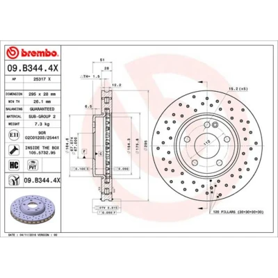 Afbeelding van Brembo Remschijf 09.B344.4X