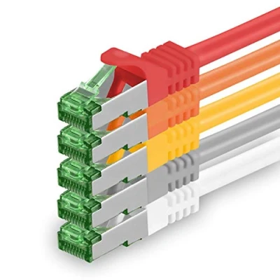 Afbeelding van 1aTTack.de 1 M Cat.7 netwerkkabel, 5 stuks Cat7 patchkabel Lan kabel Ethernet RJ45 10 Gbit/s (alle internetsnelheden) kleuren meter