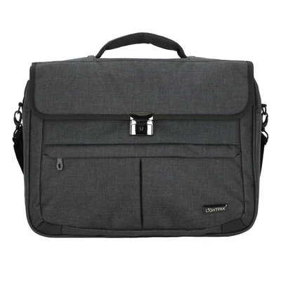 Afbeelding van Lightpak, Koffer, Aktetas, van polyester, antraciet Hoofdvak met rits en gewatteerd laptopvak, Grijs, (13 l, Handbagage (tot 50 liter))