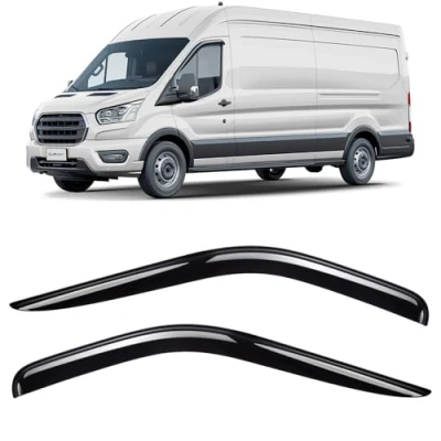 Afbeelding van CLIM ART Winddeflector voor/compatibel met Ford Transit 2013 2024 Van, regendeflectors voor deuren, winddeflectors auto&#039;s, tape on, 2 stuks