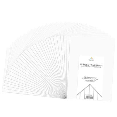 Afbeelding van Tritart wit gekleurd karton A4 300 g/m² 52 vellen stevig papier Tekenpapier om te knutselen en schilderen Fotokarton in Knutselpapier