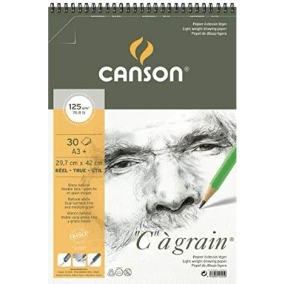 Afbeelding van CANSON&quot;C&quot; à grain spiraalblok, DIN A3+, 30 vellen, 125 g/m², licht korrelig