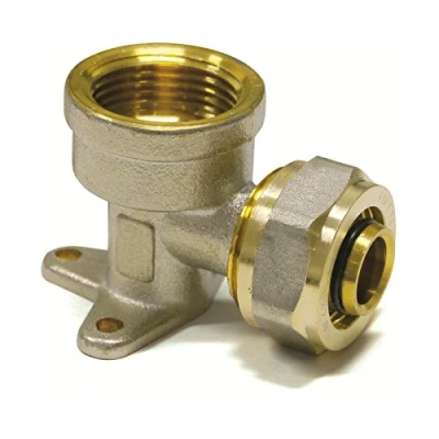 Afbeelding van Pipetec Schroeffitting wandhoek, wandschijf 16 x 2 mm, 1/2 inch binnendraad voor meerlaagse composietbuis, DVGW, UBA conform, tot max. 100 C