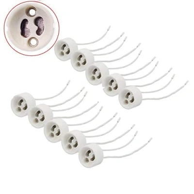 Afbeelding van JZK 10 x keramische GU10 lamphouder LED fitting met lood voor halogeenlamp lamp CFL lamp, siliconendraad