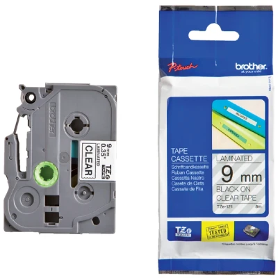 Afbeelding van Brother TZe 121 Tape Zwart op transparant (9 mm)