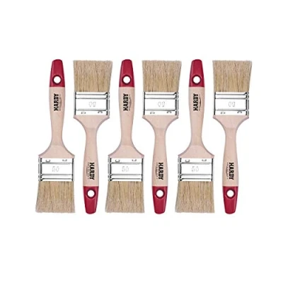 Afbeelding van Hardy Working Tools A0205 450620 Platte kwastenset, 6 delig, stuks 50 mm breed, schilderpenselenset met houten handvat, lakborstel serie *45*,