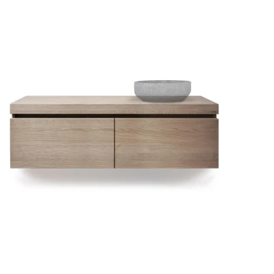 Afbeelding van LoooX Wooden Drawer BoX ladenkast met 2 laden 140x45x46cm softclose eiken old grey
