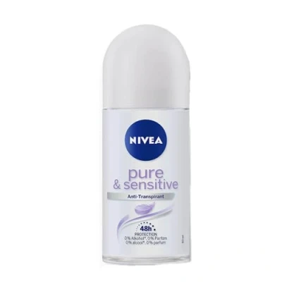 Afbeelding van NIVEA Pure &amp; Sensitive deodorant Roller in verpakking van 6 (6 x 50 ml), anti transpirant Roll On geschikt voor de gevoelige huid, met 48 uur bescherming
