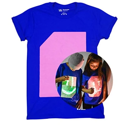Afbeelding van Interactief Glow In the dark T shirt (Blauw/Roze, L)
