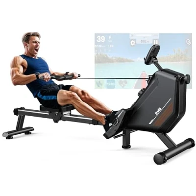 Afbeelding van ORISYN roeitoestel voor thuis met magnetische weerstand, bluetooth boardcomputer, verstelbare tablethouder, 170 kg gewichtsbelasting