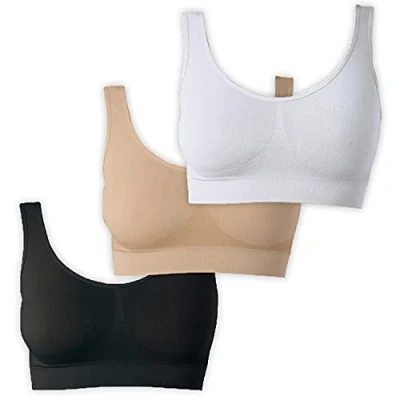 Afbeelding van UnsichtBra Bustier Dames BH zonder Beugel 3 delige set Feel Good Bustiers Tops Strijkvrije Zachte Slaap Stiijlvol Sport Bralette zwart, wit, beige (wellbra_swh)(S)