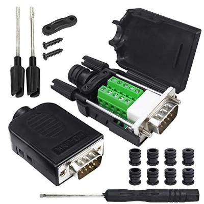 Afbeelding van InduSKY 2 Stuks DB9 Soldeerloze Connector Adapter, 9 Pin RS232 Mannelijke Seriële Adapter,DB9 Breakout Board naar Bedrading Terminal met Behuizing
