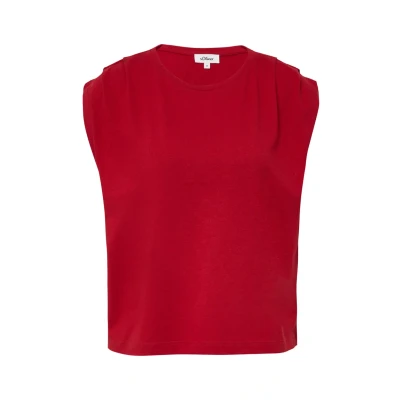 Afbeelding van s.Oliver VERKÜRZTES MIT Faltendetails Tshirt print, Dames, Maat: 46, Mohnrot