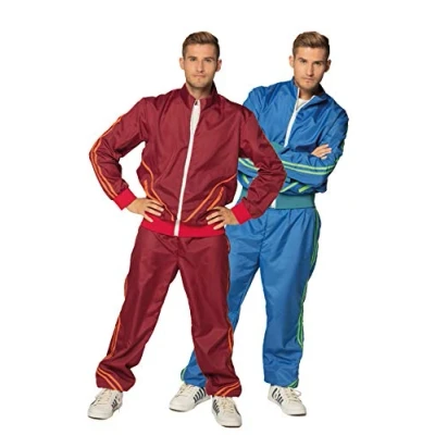 Afbeelding van KarneLux Trainingspak blauw joggingpak als retro kostuum voor volwassenen jaren 90 maat XXL