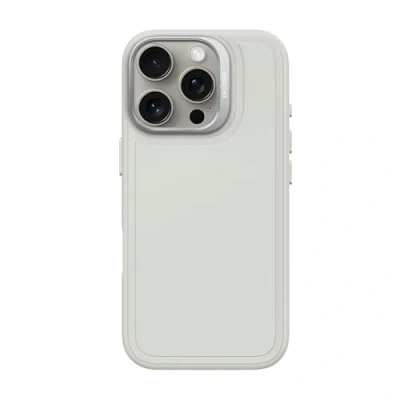 Afbeelding van DECODED Siliconen Stacks Hoesje voor iPhone 16 Pro Premium Soft Touch Materiaal Antibacteriële Coating Geschikt MagSafe Stone Grijs