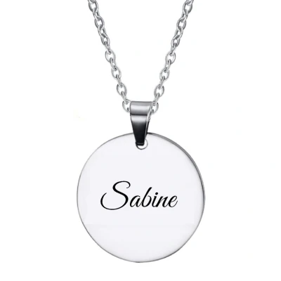 Afbeelding van Ketting RVS Met Naam Gravering Sabine Zilver Rond