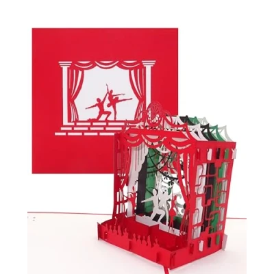 Afbeelding van Pop upkaart Zwanenmeer Ballet 3D verjaardagskaart &amp; uitnodigingskaart voor dans, theater, danscursus, leren dansen, als cadeaubon balletschool, musical danstheater