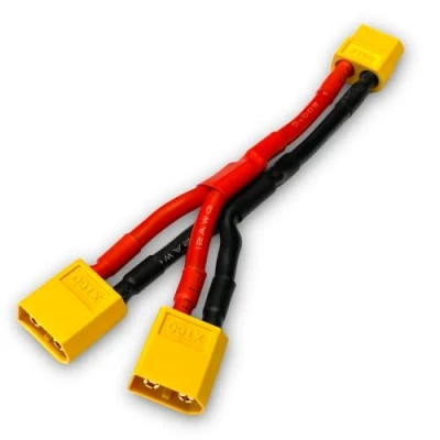 Afbeelding van VUNIVERSUM Original Premium XT60 Goldstecker Adapter Lipo Akku Parallel Y Kabel Splitter Buchse auf 2 Stecker Male Female Adapterkabel 10cm 12AWG 60A Modellbau