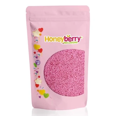 Afbeelding van Natuurlijke Eetbare Kleurrijke Strooisels 200g Cakedecoratie en Suikerstrooisels Perfect voor Bakken, Taarten, Cupcakes, Koekjes Desserts Geproduceerd in de EU (Roze Vermicelli)