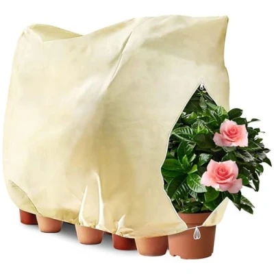 Afbeelding van Azyvum Winterbescherming voor planten, 120 x 180 cm, vorstbescherming potplanten met ritssluiting en trekkoord, plantenbescherming, winter, ademend, scheurvast