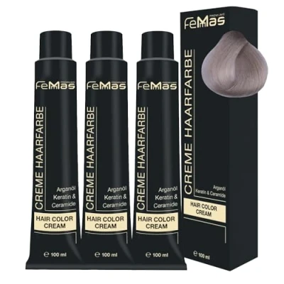 Afbeelding van FemMas Haarverf, superbleekmiddel, 3 x as 901, professionele crème haarverf voor het lichter maken van maximaal 5 tinten, duurzame haarkleuring stralende, kleurresultaten, 100 ml