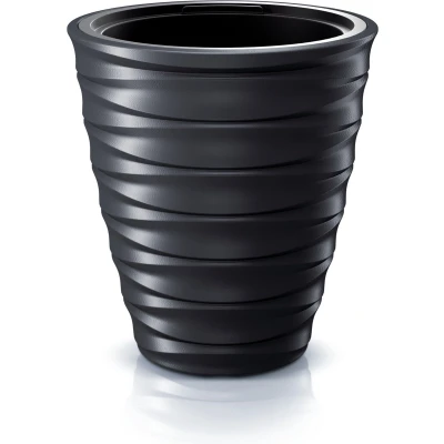 Afbeelding van Prosperplast Plantenpot/bloempot Design Waves buiten/binnen kunststof antraciet 30 x cm Plantenpotten
