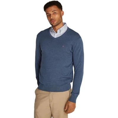 Afbeelding van Tommy Hilfiger Essential V NECK Trui, Heren, Maat: XL, Aegean sea heather