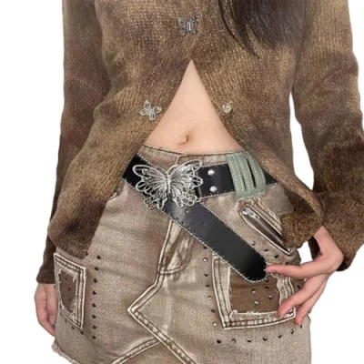 Afbeelding van FUXIU Mode Taille Riem Vrouwen Pu Y2K Cool Meisje Kleding Accessoires, Zwart, As detailed discription