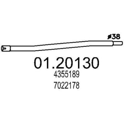 Afbeelding van MTS 01.20130 Uitlaatpijp 1025mm voor middendemper AUTOBIANCHI: A 112 Hatchback 1.0 Abarth 1974 1984
