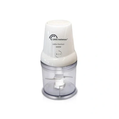 Afbeelding van Little BALANCE 8586 hakmolen, elektrische mini mixer, kom 500 ml, 4 roestvrijstalen messen, 400 W, wit
