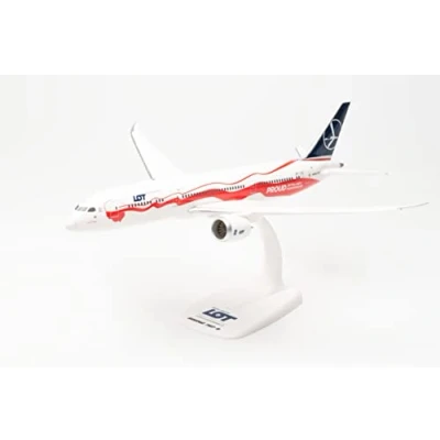 Afbeelding van Herpa schaalmodel Boeing vliegtuig 787 9 LOT Polish Airlines Proud of Poland&#039;s Ind. schaal 1:200 lengte 31,4cm