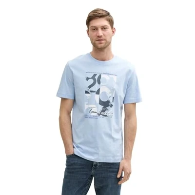 Afbeelding van TOM Tailor MIT Print Tshirt print, Heren, Maat: Large, Light powder blue