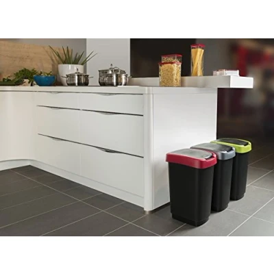 Afbeelding van Curver Afvalcontainer prullenbak Flip Bin, 10 L zilver/oranje